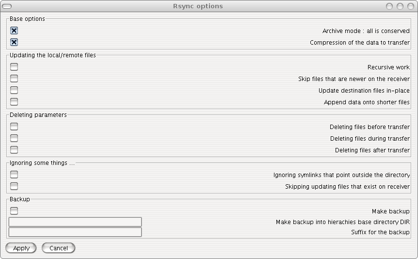 JFTP rsync options