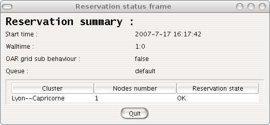 Resources allocation frame – Reservation status