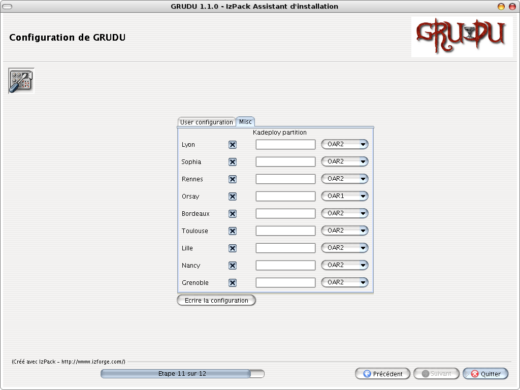GRID’5000 sites configuration