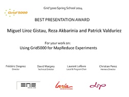 Best presentation award to Miguel Liroz Gistau